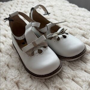 Elegant White Kids Dress Shoes with Bow